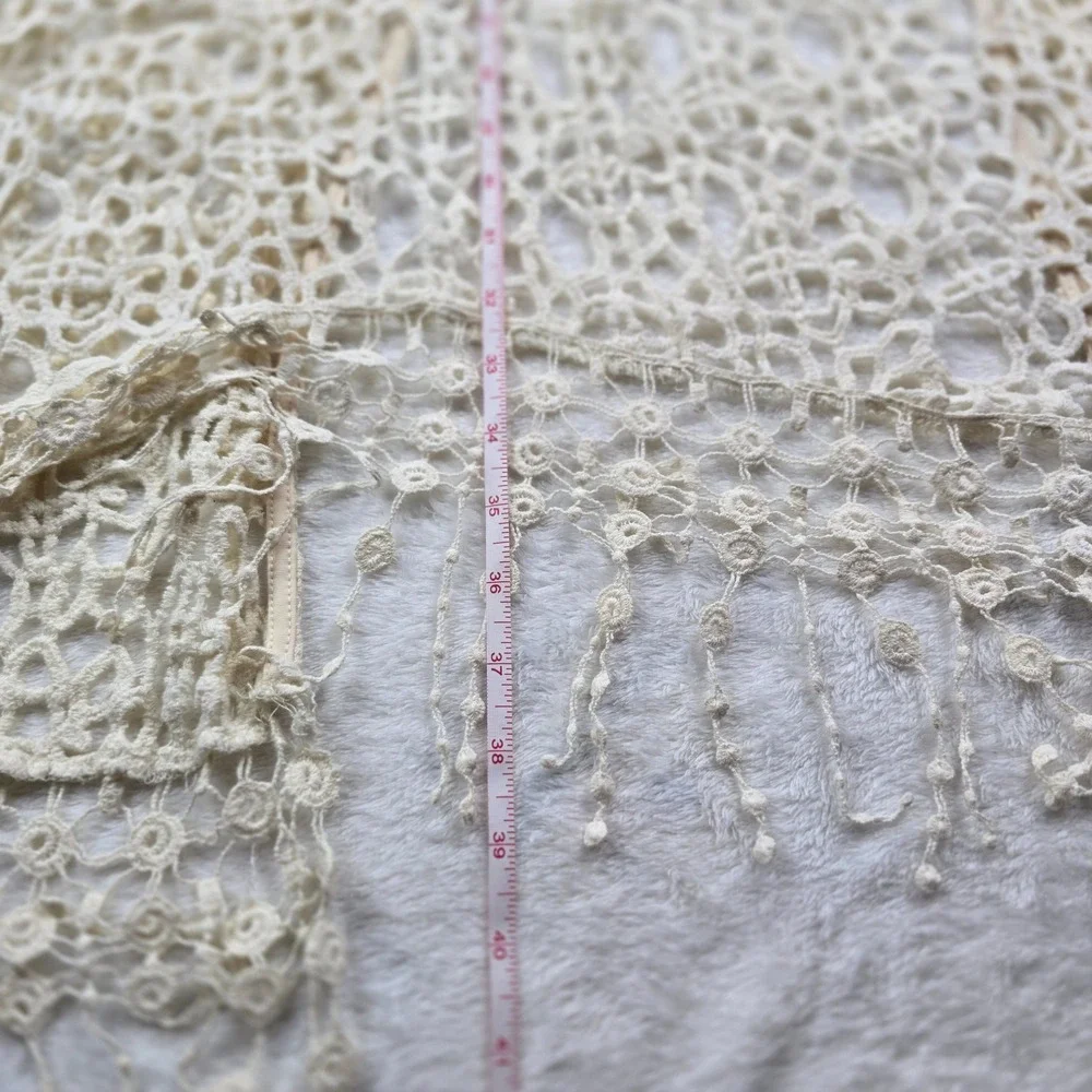 Unbranded Cream Crochet Swim Cover Up Vest Boho Fringe High Low Lace Trim
